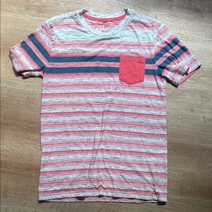Cat & Jack Pink and‎ Gray Striped Tee with Pocket